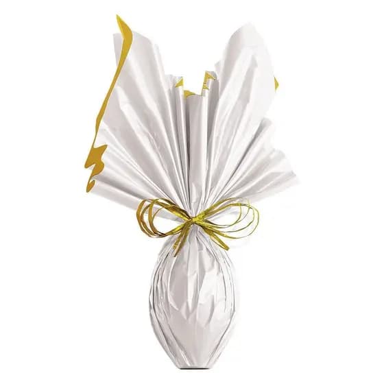 Folha para Ovos de Páscoa Double Face Acetinado Branco Ouro 69x89cm - 05 unidades - Cromus -