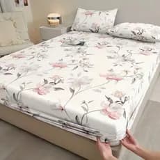 Lençol 400 Fios Micropercal Estampado + Fronhas Tecido Leve Acetinado Estampas Sortidas