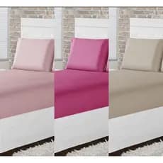 Kit 3 Jogos de Cama Lençol Solteiro com Elástico + 3 Fronhas