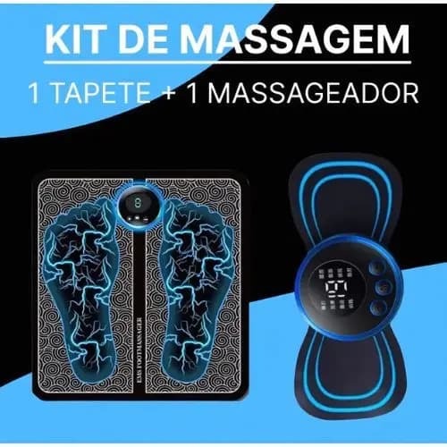 Kit Tapete E Mini Massageador Elétrico Dor Pés E Musculares Tapete Massageador de Pés Elétrico Portátil Recarregável EMS