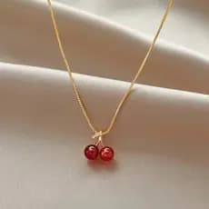Colar Com Pingente Cereja Moda Coreana Bonito De Joias De Alta Qualidade Para Presente Feminino