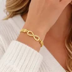 Bracelete Feminino Luxo Infinito Com Cristais Aço Inoxidável pulseira