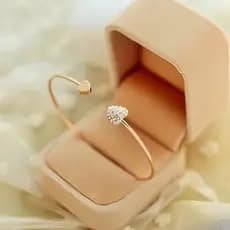 Moda Bracelete Brilhante Pulseira Coração Dourado Feminino