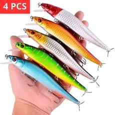 Kit 4 Isca Minnow 12cm 14g Importada Meia Água Para Pesca Tucunaré Dourado Traíra