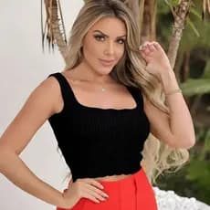 Cropped Feminino Básica Tendência Modal Verão Regata Tricot
