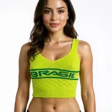 Cropped Brasil Decote V Blusa Feminina Tendência Verão