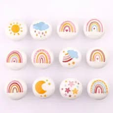 38mm Grande Redondo Cerâmica Móveis Lidar Com Gaveta Botão Dos Desenhos Animados Estrela Sol Alças Decorativas Guarda-Roupa Porta Do Armário Puxa Diy
