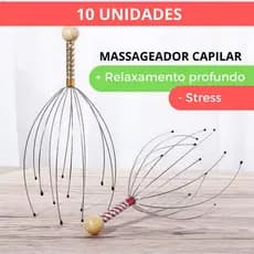 Kit Massageador De Cabeça Coçador Anti Stress 12 Pontas Relaxamento Profundo