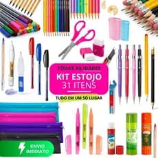 Estojo Escolar Feminino Material Escolar Completo Com Ou Sem Estojo Lapis de Cor Canetas Coloridas Kit Marca Texto