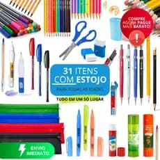 Estojo Escolar Masculino Material Escolar Completo Com Ou Sem Estojo Lapis de Cor Canetas Coloridas Kit Marca Texto