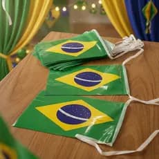 Varal Bandeirinhas Brasil 7m 15 Bandeirolas Copa Festa Torcida