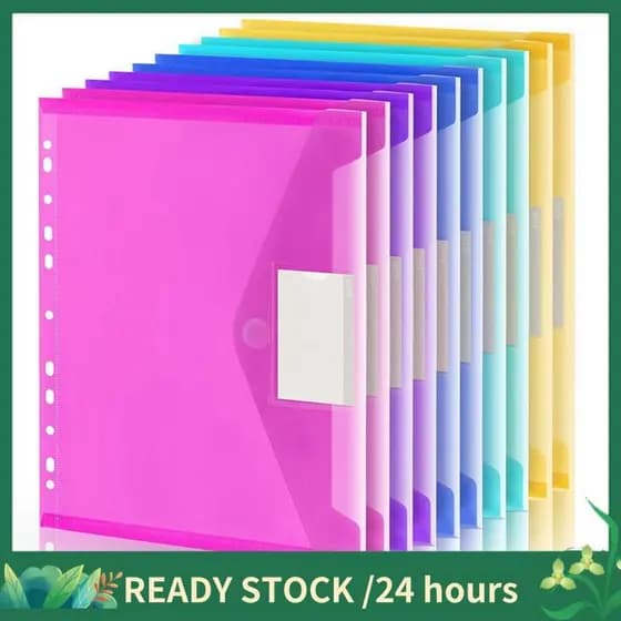 10 Pastas De Arquivo Do Bloco Com 11 Envelopes Plásticos Anel , Etiqueta Clara Da Pasta Documento , Organizador Bolso De
