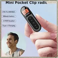 [Y K Z R] Mini Rádio FM De Bolso Receptor De Portátil Recarregável 76-108MHZ Com Visor LCD Retroiluminado Fone De Ouvido Fio De 3,5mm Durável
