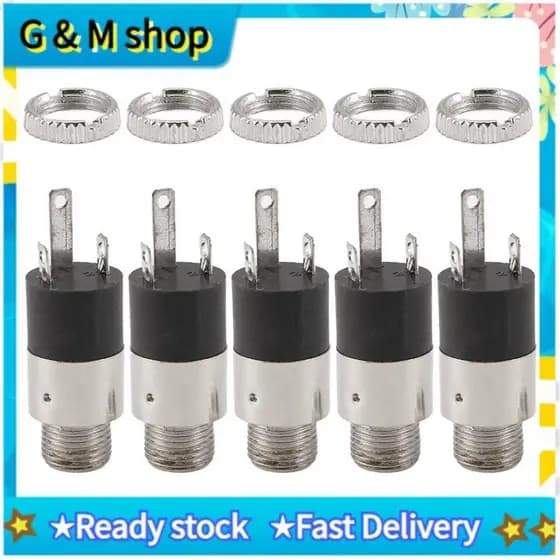 5 Pcs 3.5 Mm Conector De Montagem Em Painel Estéreo