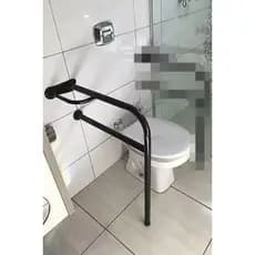 Apoio Lateral Vaso Sanitário Com Pé Para Idosos Deficientes Aço Reforçado Kit Instalação