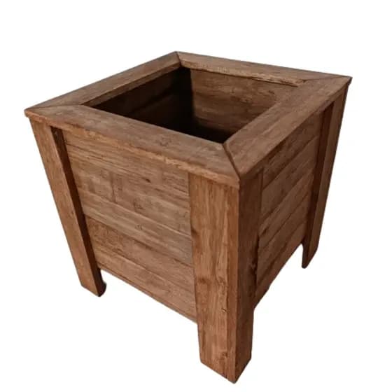 Vaso Decorativo Rústico em Madeira Maciça 32x32x34 cm - Elegância Artesanal para sua Decoração
