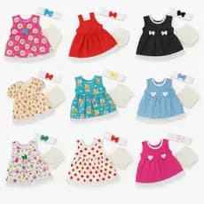 kit 12 peças roupas para baby alive - ( 4 Vestidos 4 Calcinhas 4 Tiaras)