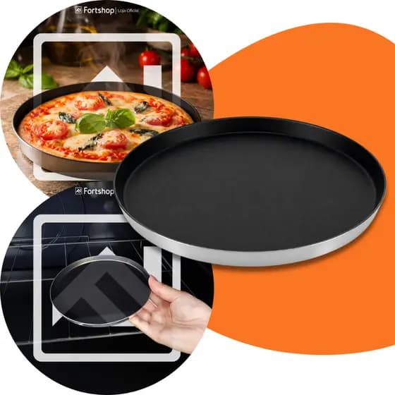 Forma Mini Pizza Individual 15cm Assadeira Brotinho Redonda Alumínio Antiaderente Forno e AirFryer
