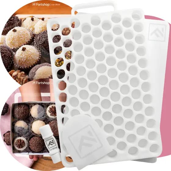 Placa Porcionadora Dosadora Para Doces 104 Furos Molda Fácil Brigadeiro Gourmet Beijinho 100 Docinhos 10g 13g 15g 18g