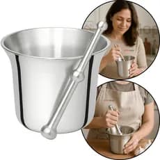 Pilão Almofariz Hotel 900ml Em Alumínio Reforçado Socador Grande De Alho Temperos Amassador Triturador De Ervas