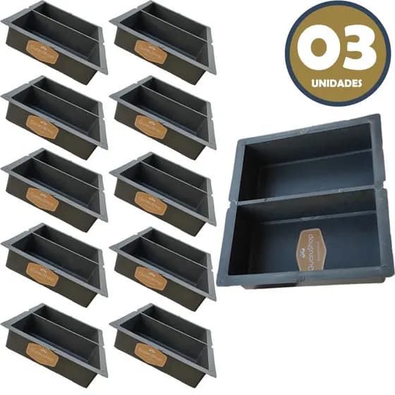 Kit 3 Peyver Forma Plástica PVC H6 - Estilo Tijolinho 20x10x06 - Molde Bloquete Retangular - Fabricação de Pisos, Calçadas, Decorações, Jardinagem