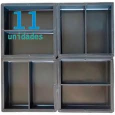 Kit 11 Peyver Molde Duplo Liso H6 20x10x06 - Bloquete Retangular Estilo Holandês Liso - Decoração jardim, Lajota Ruas e Calçadas, Concreto, Cimento - Plástico PVC Super Resistente