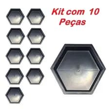 Kit 10 Formas Sextavadas para fazer Bloquete / Piso de cimento 25x25x06