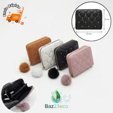 ✨ Carteira Feminina de Mão Couro Sintético 2 Compartimentos Divisórias para CartõeZíper interno Porta Moedas 4 Cores