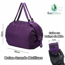 🛍️ Bolsa Multiuso Dobrável Sanfonada Grande – Prática, Compacta e Versátil! bolsa grande portátil