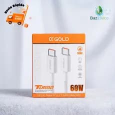 Cabo A-GOLD CB101 Tipo-C p/ Tipo-C Turbo 60W A'gold– Carregamento Rápido 1 Metro