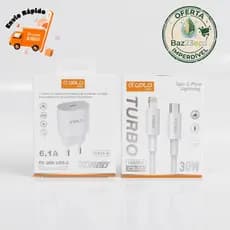 Kit Carregador de Celular Turbo 30W + Cabo Tipo C Lightning 1 Metro A’Gold Carga Rápido PD Compatível Iphone | Android
