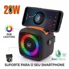 Caixa de Som Bluetooth Portátil 20W Altomex RGB TWS  USB Micro SD AUX P2 Type-C Recarregável