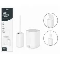 Kit de Banheiro com Lixeira com Pedal e Escova Sanitária  Ou  Linha Aura 2 peças KTE196
