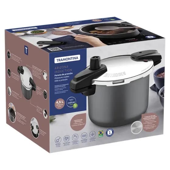 Panela de Pressão Tramontina Arizona indução Alumínio Revestimento Antiaderente 20cm 4,5LT StarflonN