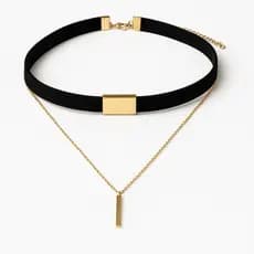 Choker Feminino de Couro Dourado Prateado Marrom Preto Elegante Fino Luxuoso