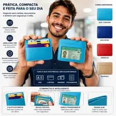 Carteira Porta Cartao Pocket Slim Pequena Barata Colorida Couro Legitimo