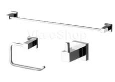 Kit Acessório Banheiro Cromado 3 peças Porta Papel Higienico Cabideiro Porta Toalha de Banho  Metal