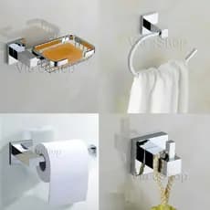 Kit Saboneteira + Papel Higienico + Porta Toalha + Cabideiro