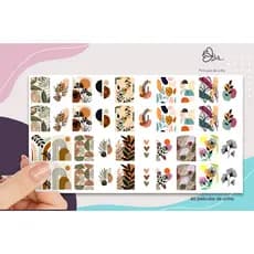 cartelão com 40 peliculas de unha FLORAL VINTAGE MINIMALISTA FLOR