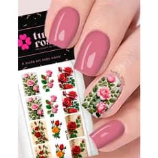 12 peliculas de unha MISTA 38 flor rosas vermelhas
