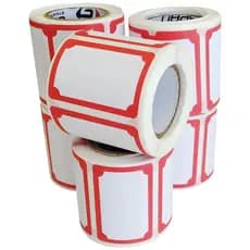 Etiqueta Multiuso 40x25mm Branca/Tarja Vermelha Rolo 180 Etiquetas Adesivas GR2 GR-2 Pacote 6 Rolos