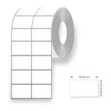 Etiqueta Térmica Adesiva 2 Colunas 50x30 mm Couche Acrilico Branca Rolo com 30 Metros Grespan