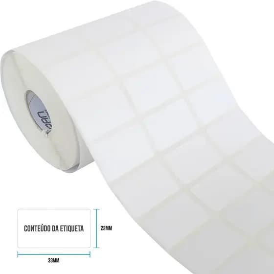 Etiqueta Térmica 3 Colunas 33x22 mm Couche 20g Adesiva com Cola Borracha Grespan Rolo com 30 metros