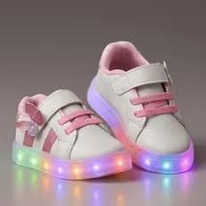 Tenis Infantil Com Led Meninas Borboleta Glitter Acende Pisca Lançamento