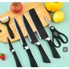 KIT Facas Com 6/7 Peças Utensílios Faqueiro Colorido Com Tábua Profissional