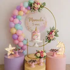 Mini Painel Arco De Mesa Para Festa Redondo Decoraçao 50cm Dourado