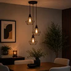 Luminária de teto E-led Pendente Triplo Aramado Diamante Lustre 110v/220v