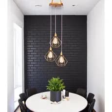 Conjunto Lustre Pendente Aramado Triplo Diamante P/ Modernizar Kit Luminária Sala De Jantar 110v/220