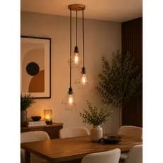 Luminária Teto Conjunto Lustre Pendente Diamante Triplo e-led Aramado Cozinha Sala Quarto Lavabo