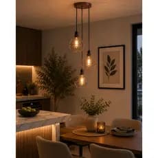 Luminária Teto Conjunto Lustre Pendente Diamante Triplo e-led Aramado Cozinha Sala Quarto Lavabo